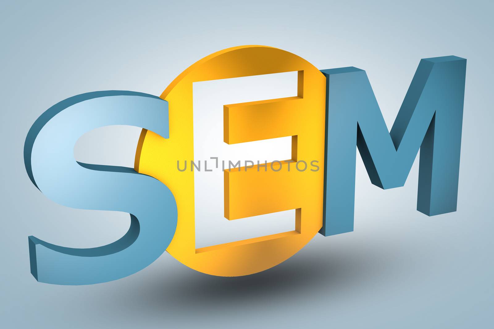 acronym concept: SEM for Search Engine Marketing on blue background