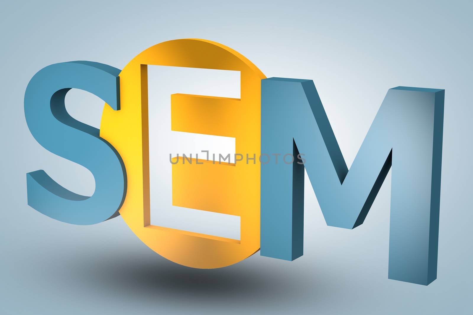 acronym concept: SEM for Search Engine Marketing on blue background