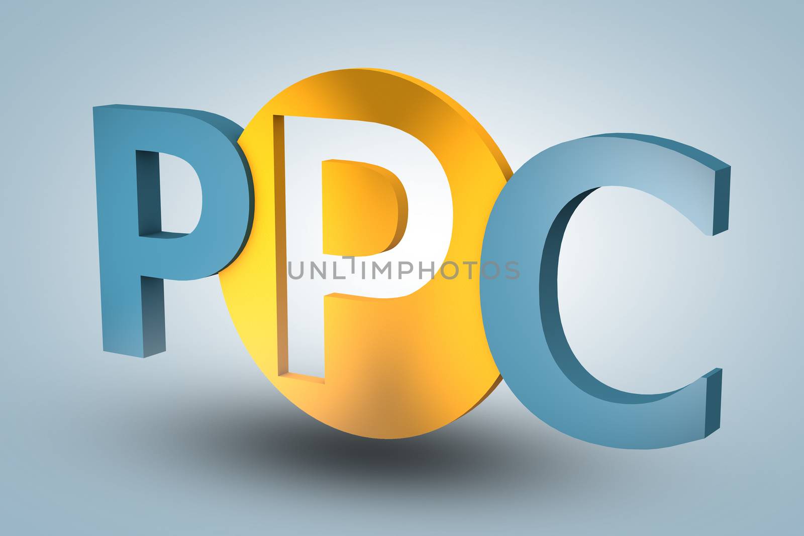 acronym concept: PPC for Pay per Click on blue background