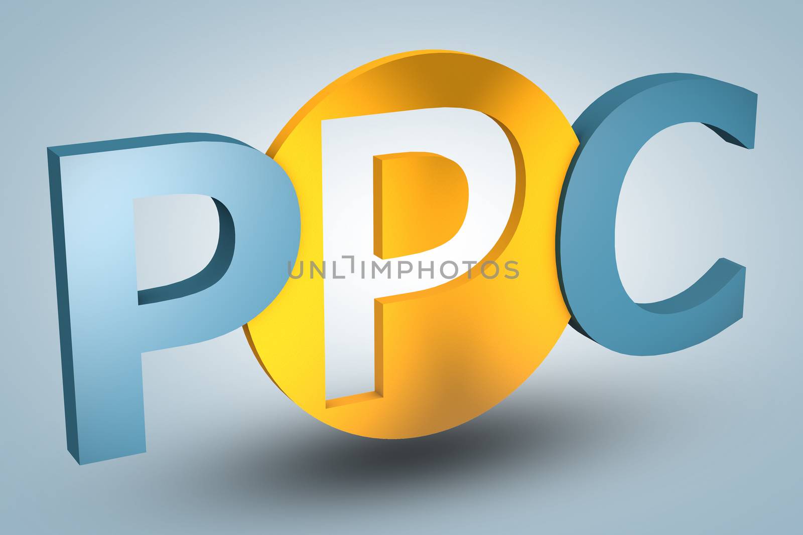 acronym concept: PPC for Pay per Click on blue background