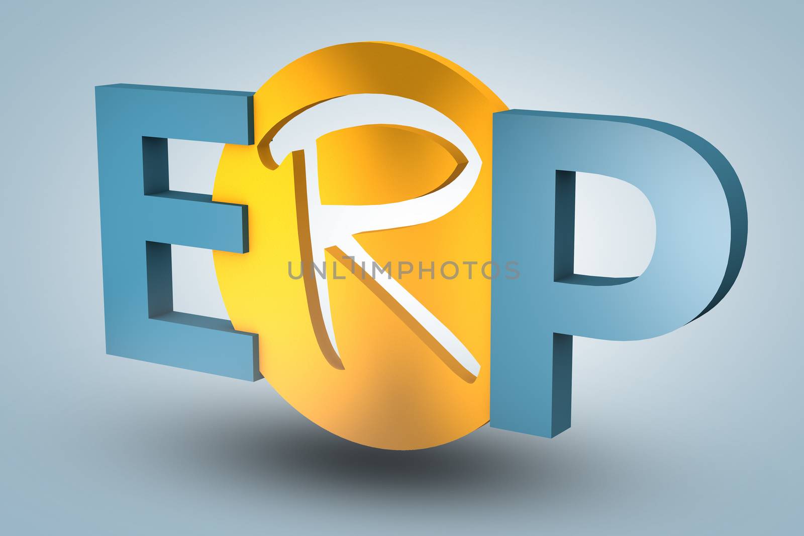 acronym concept: ERP for Enterprise Resource Planning on blue background