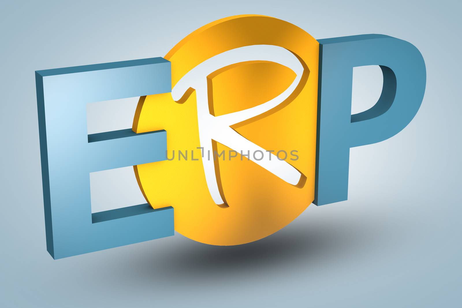 acronym concept: ERP for Enterprise Resource Planning on blue background