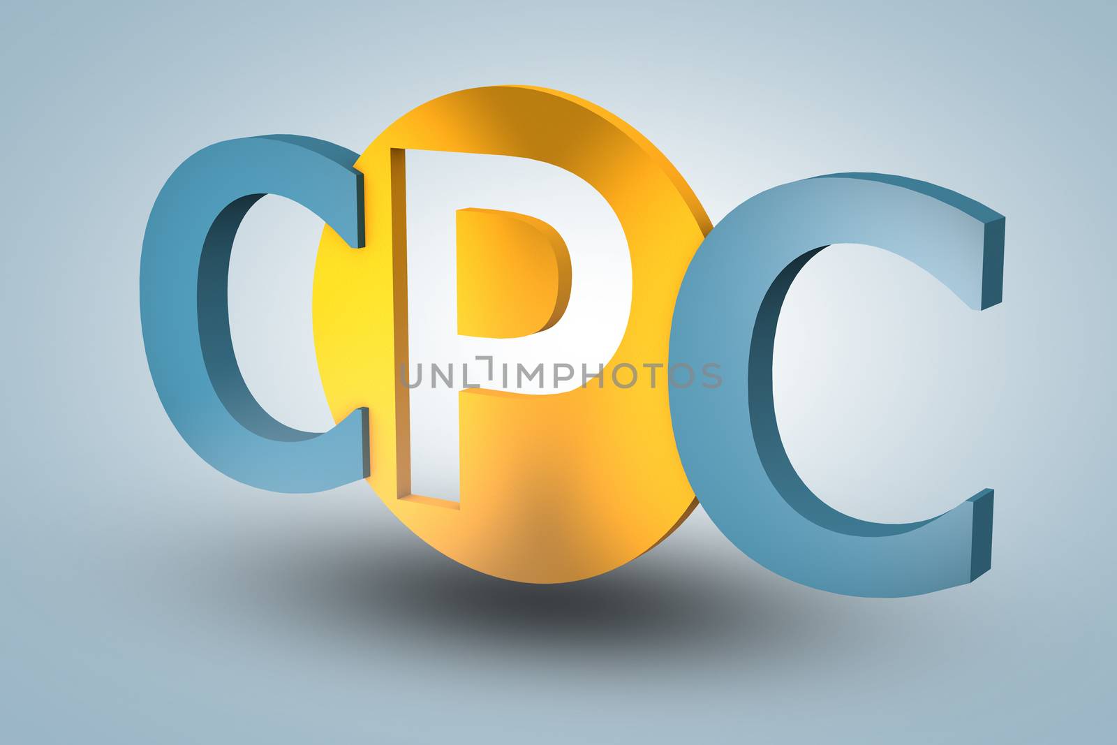 acronym concept: CPC for Cost per Click on blue background