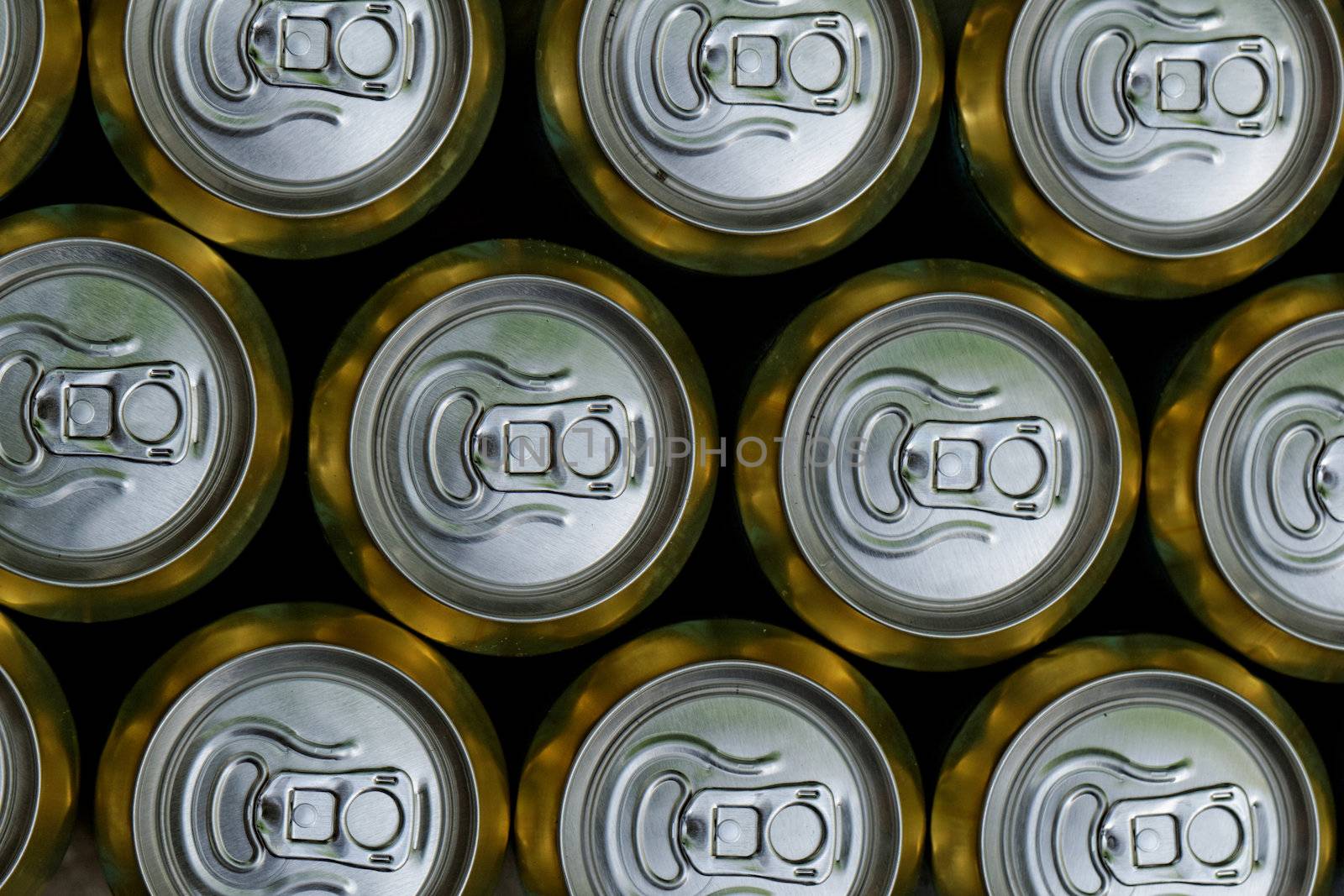 Much of drinking cans close up