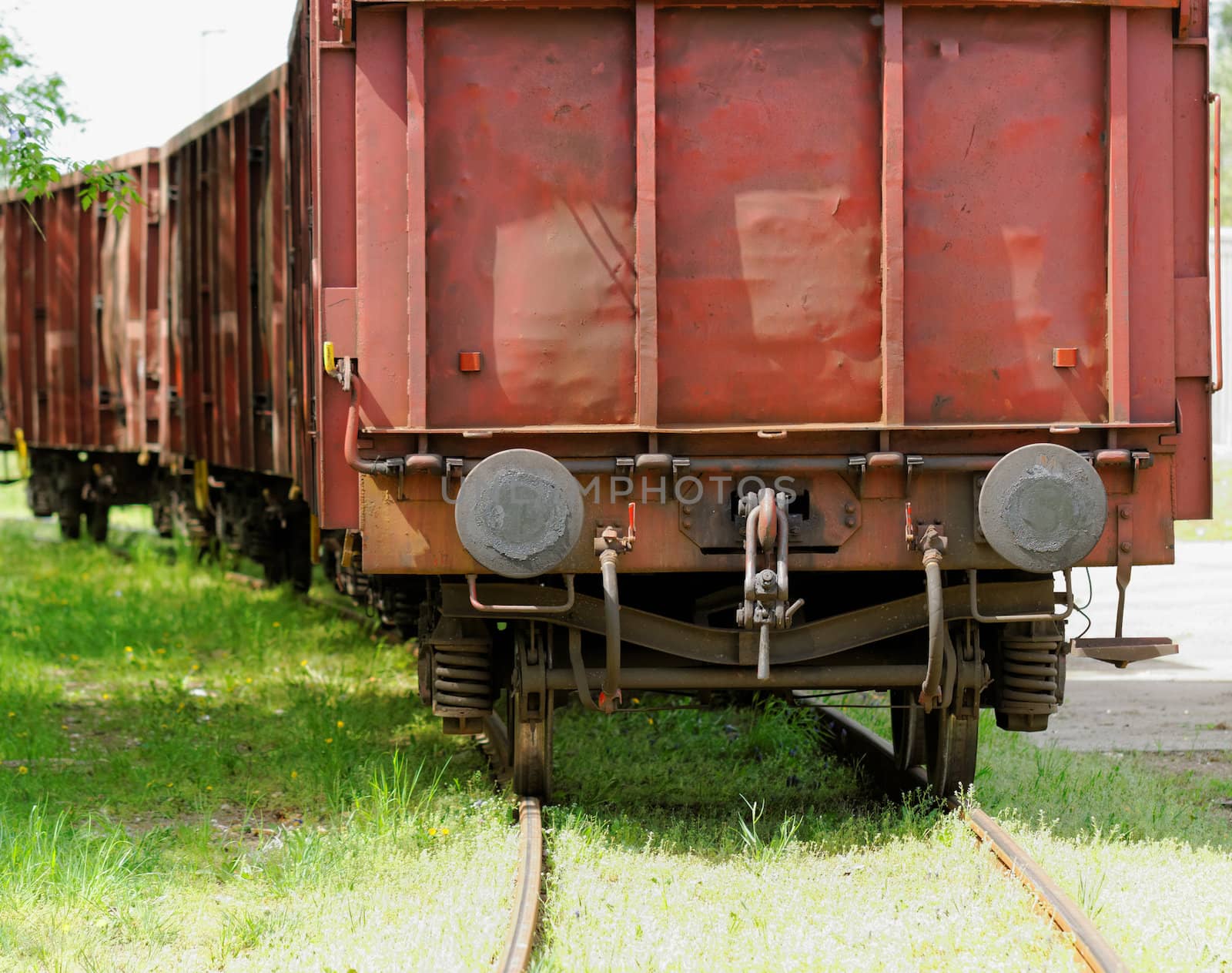 Old wagon, in an unused grassy railway track