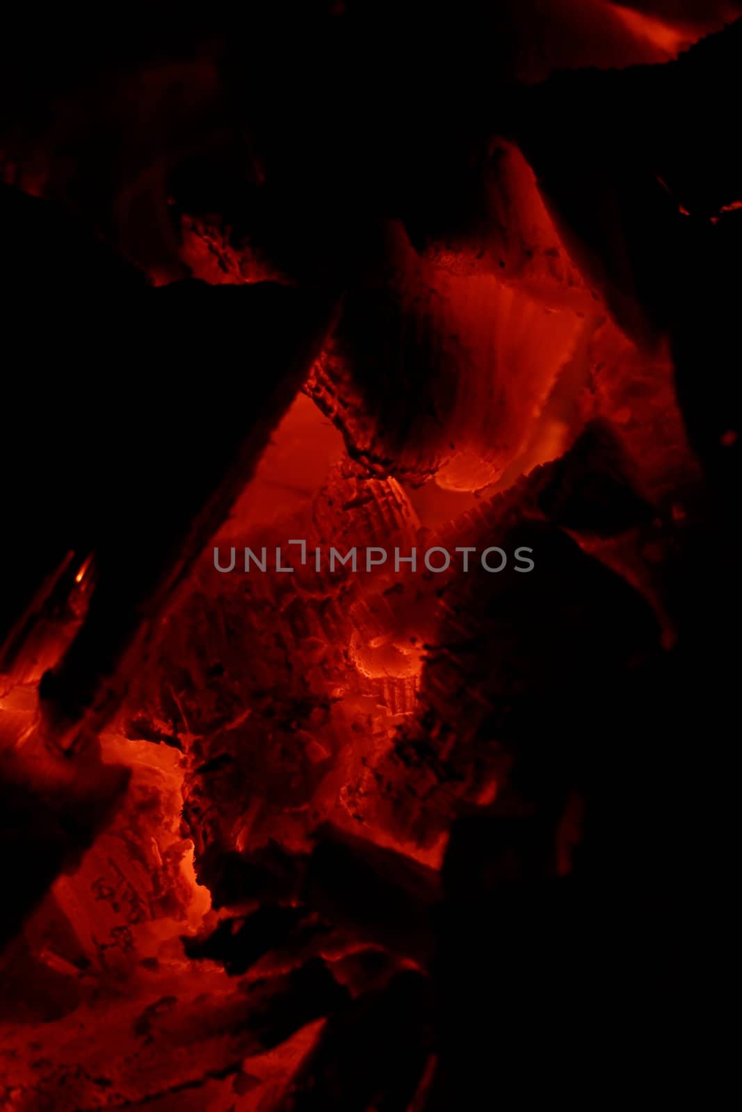 glowing embers in hot red color