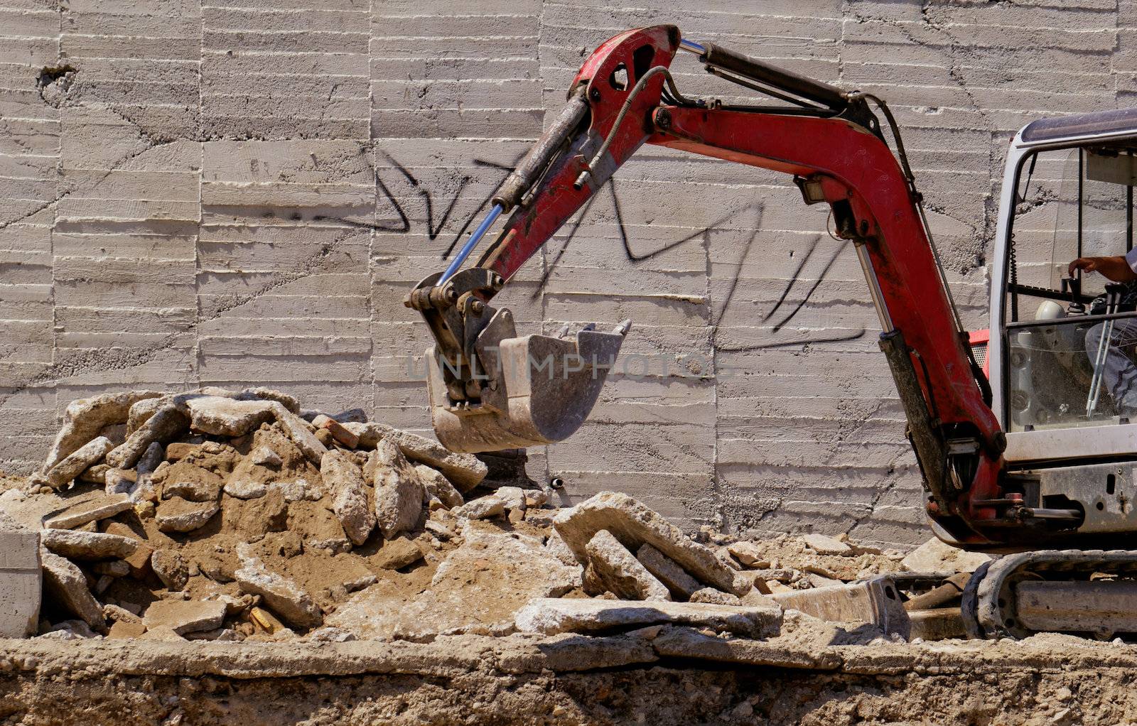 the excavator working on a construction site
