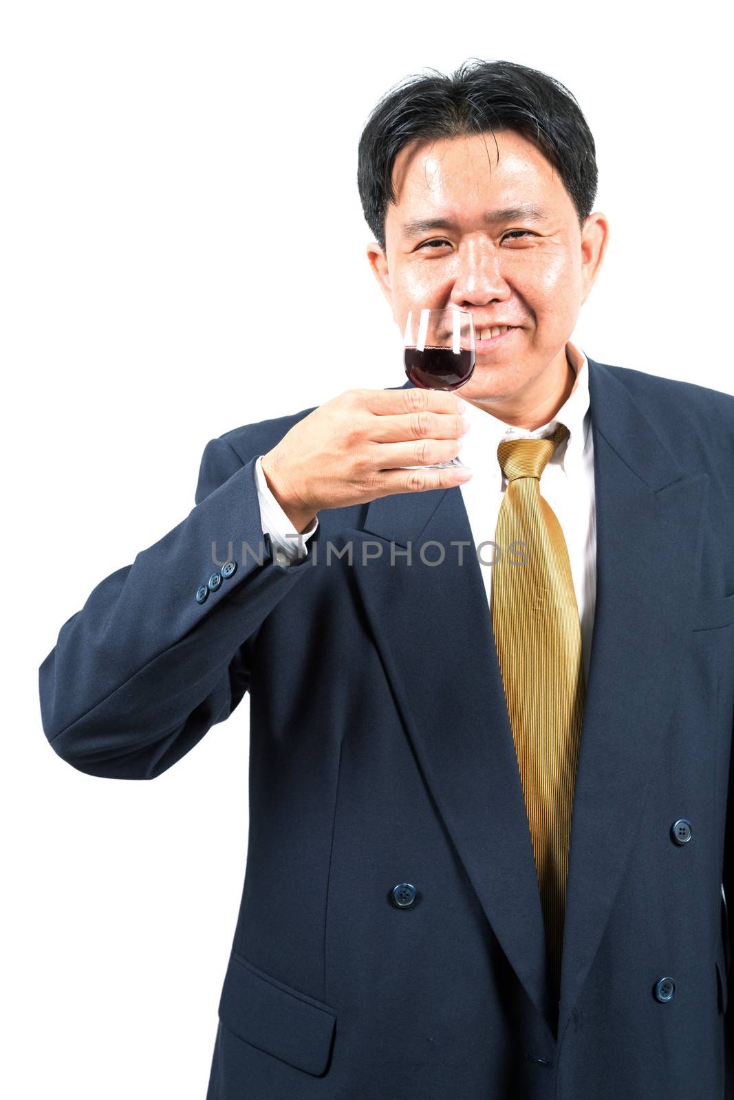 Businessman celebrate with wine for their business success