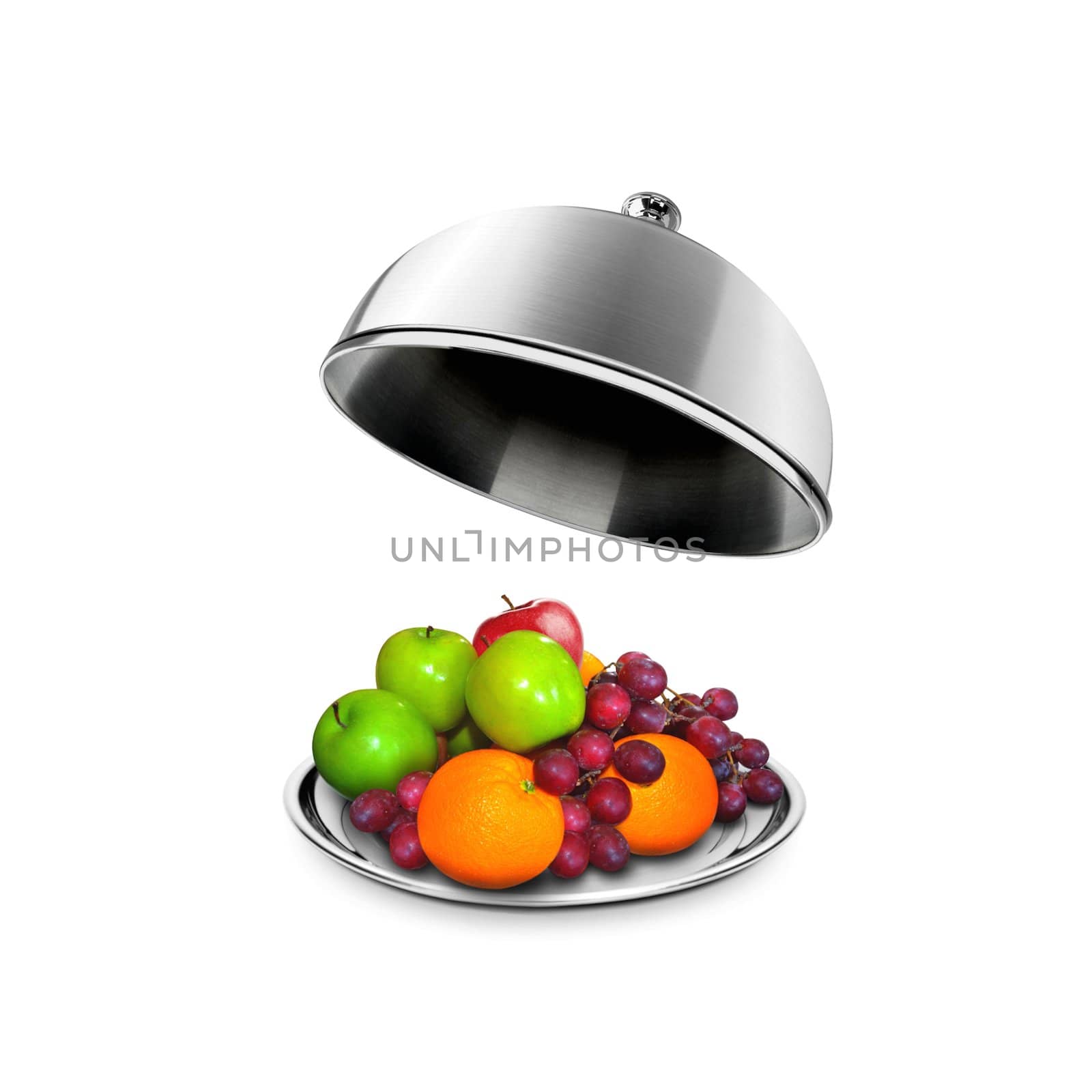 Healthy Fruits on a platter with open lid
