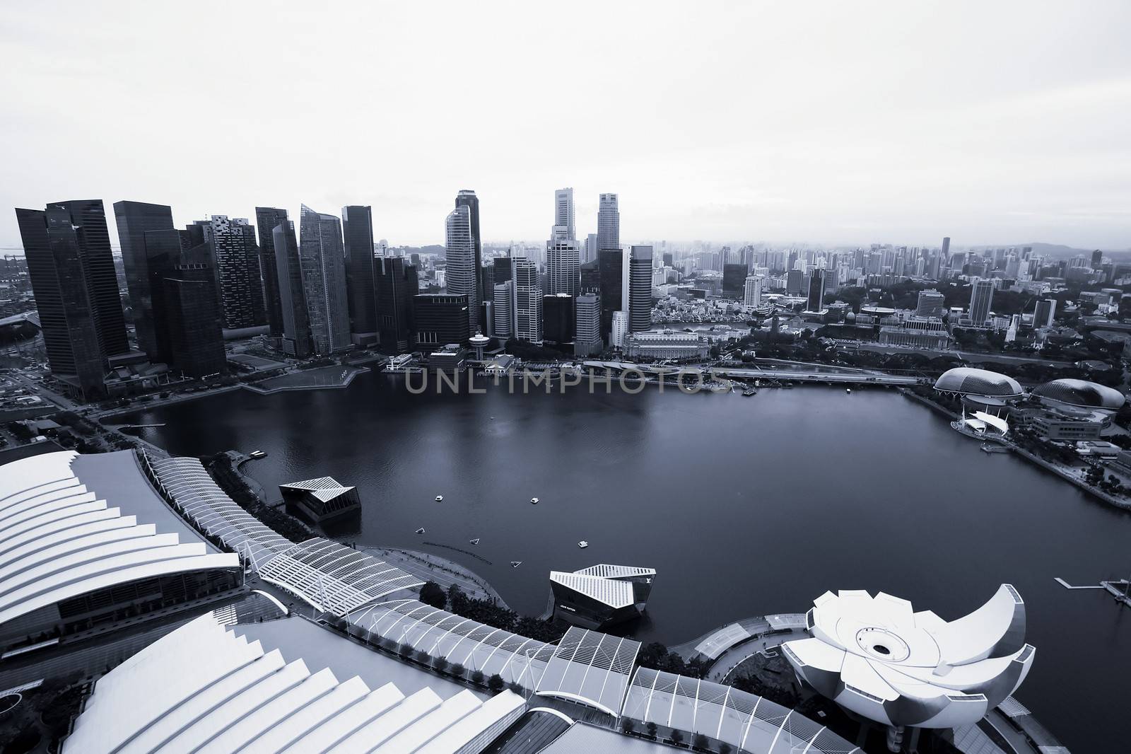 Singapore Cityscape photographed in black and white
