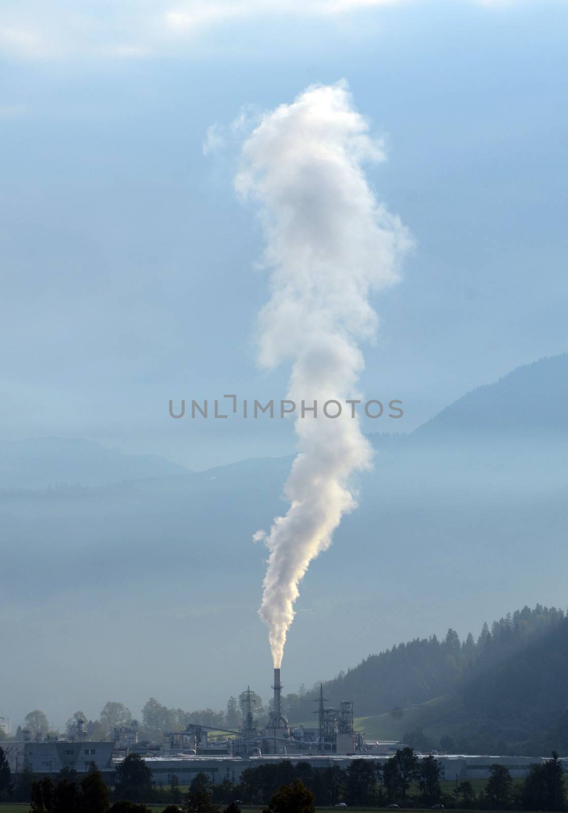 Industry Image Of Smoke Pollution From A Factory Or Power Station Chimney