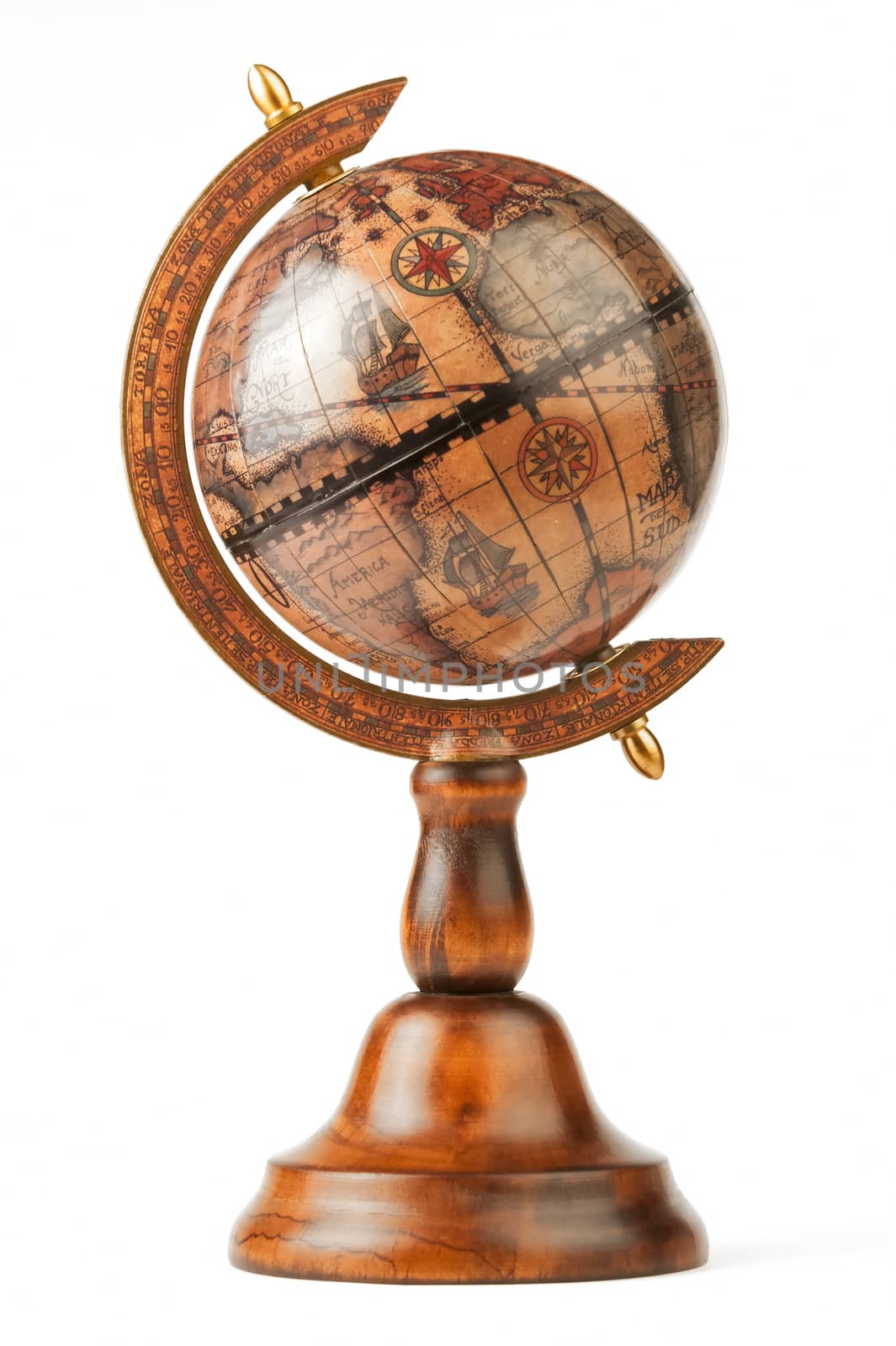 The vintage globe, separately on a white background by kosmsos111
