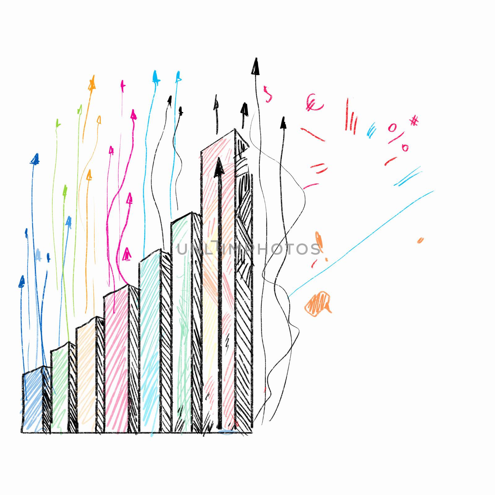 Sketch with graphs and arrows. Growth concept