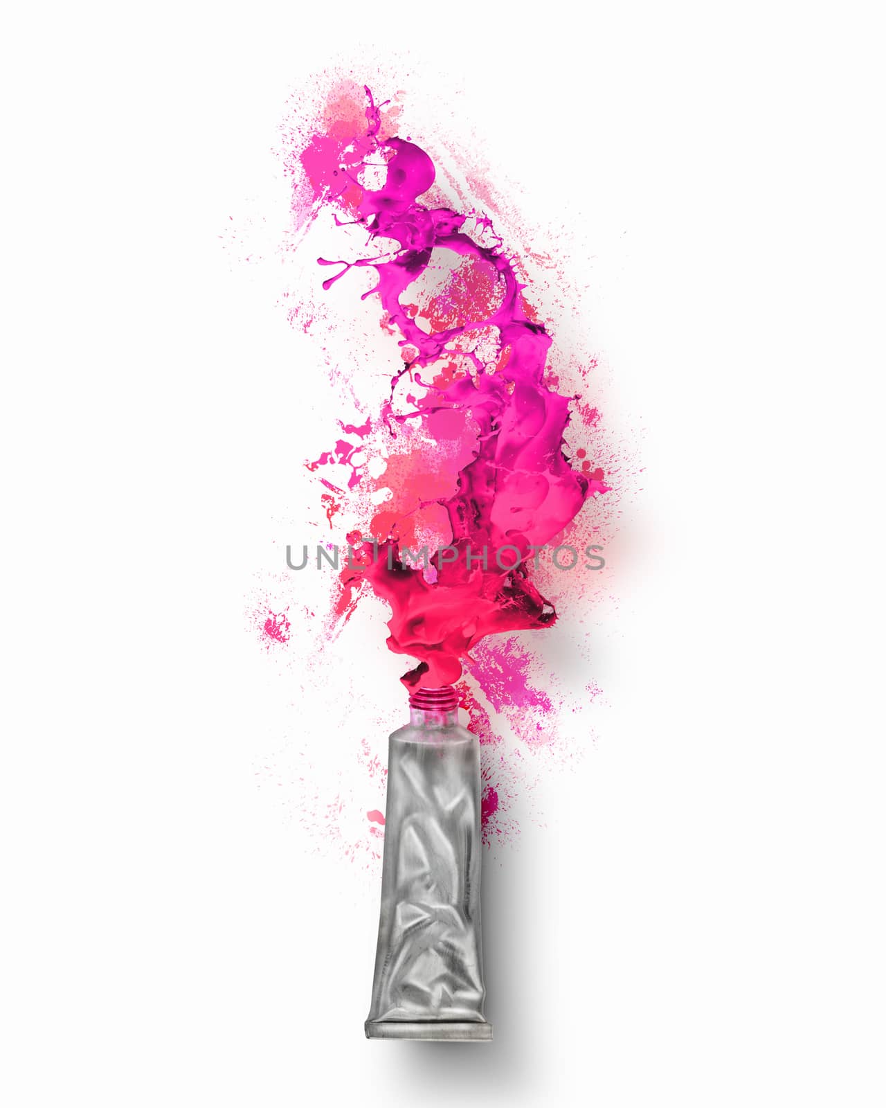 Image of paint tube with color splashes