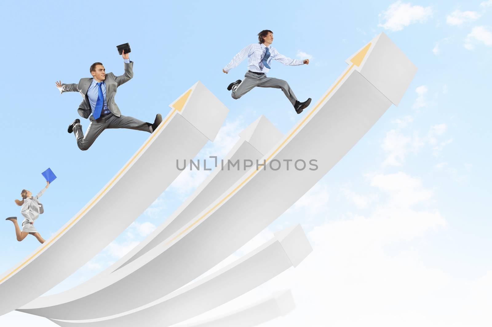 Businesspeople jumping by sergey_nivens