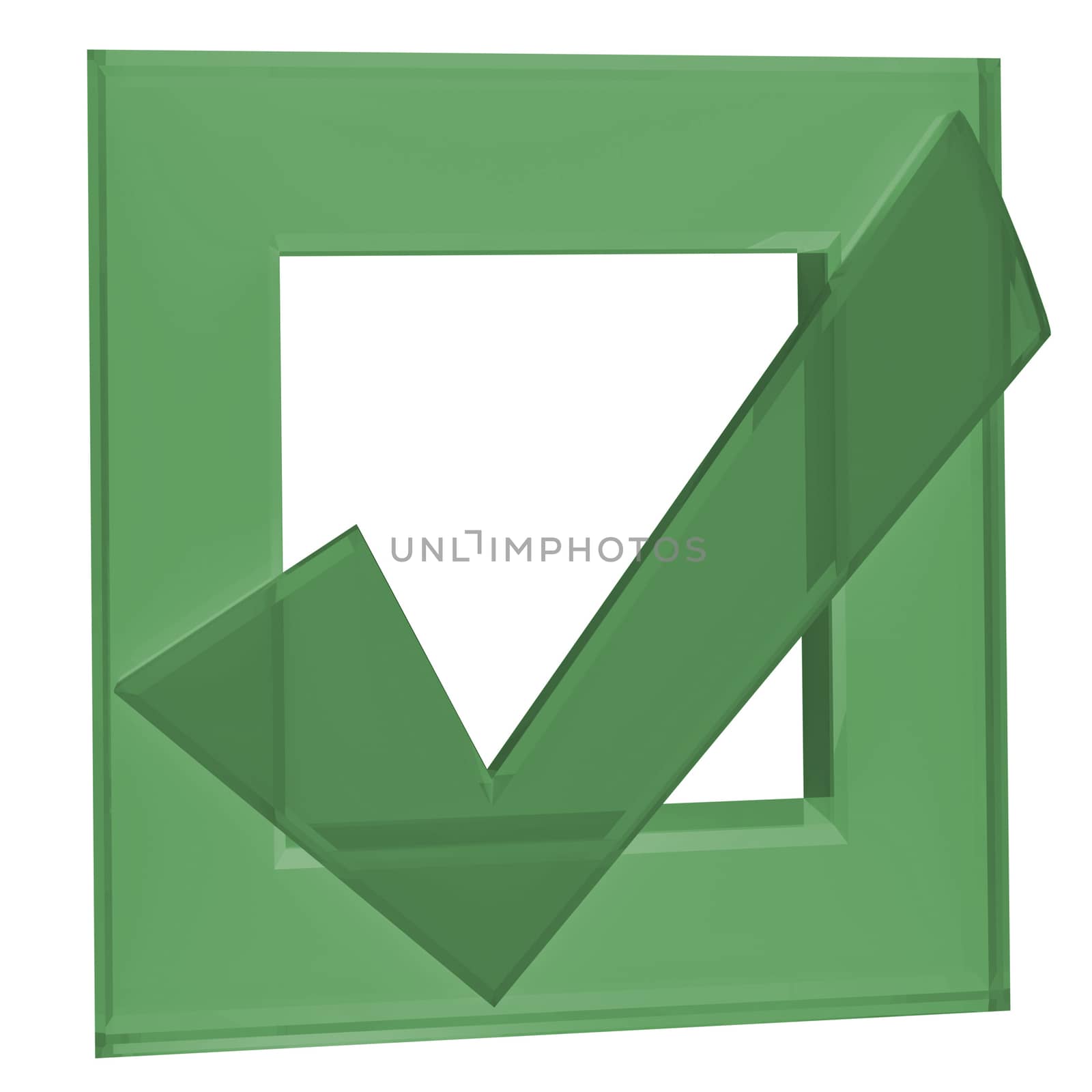 Green symbol of checkbox mark on white background