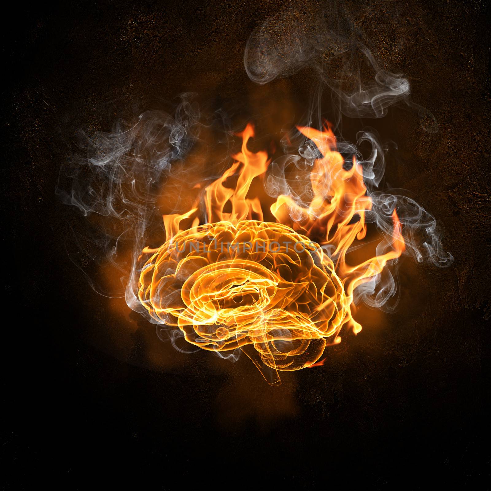 Human brain in fire by sergey_nivens