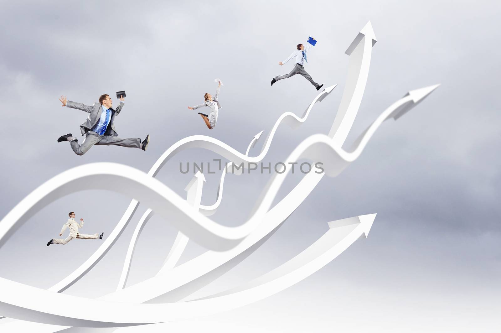 Businesspeople jumping by sergey_nivens