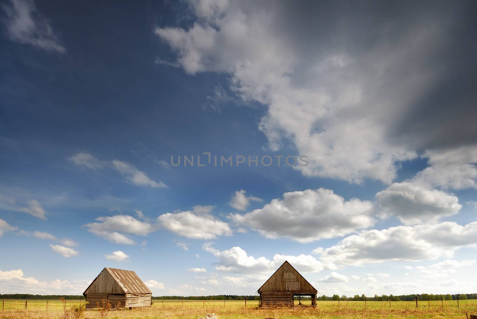 Two barn in the field by kosmsos111