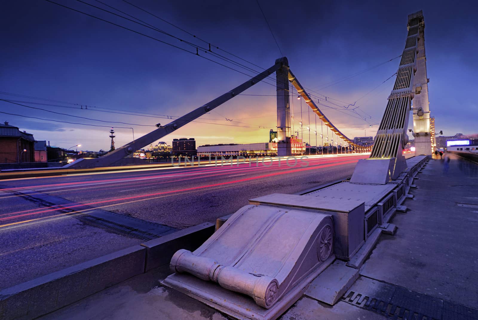 Krymsky bridge through Moscow-river