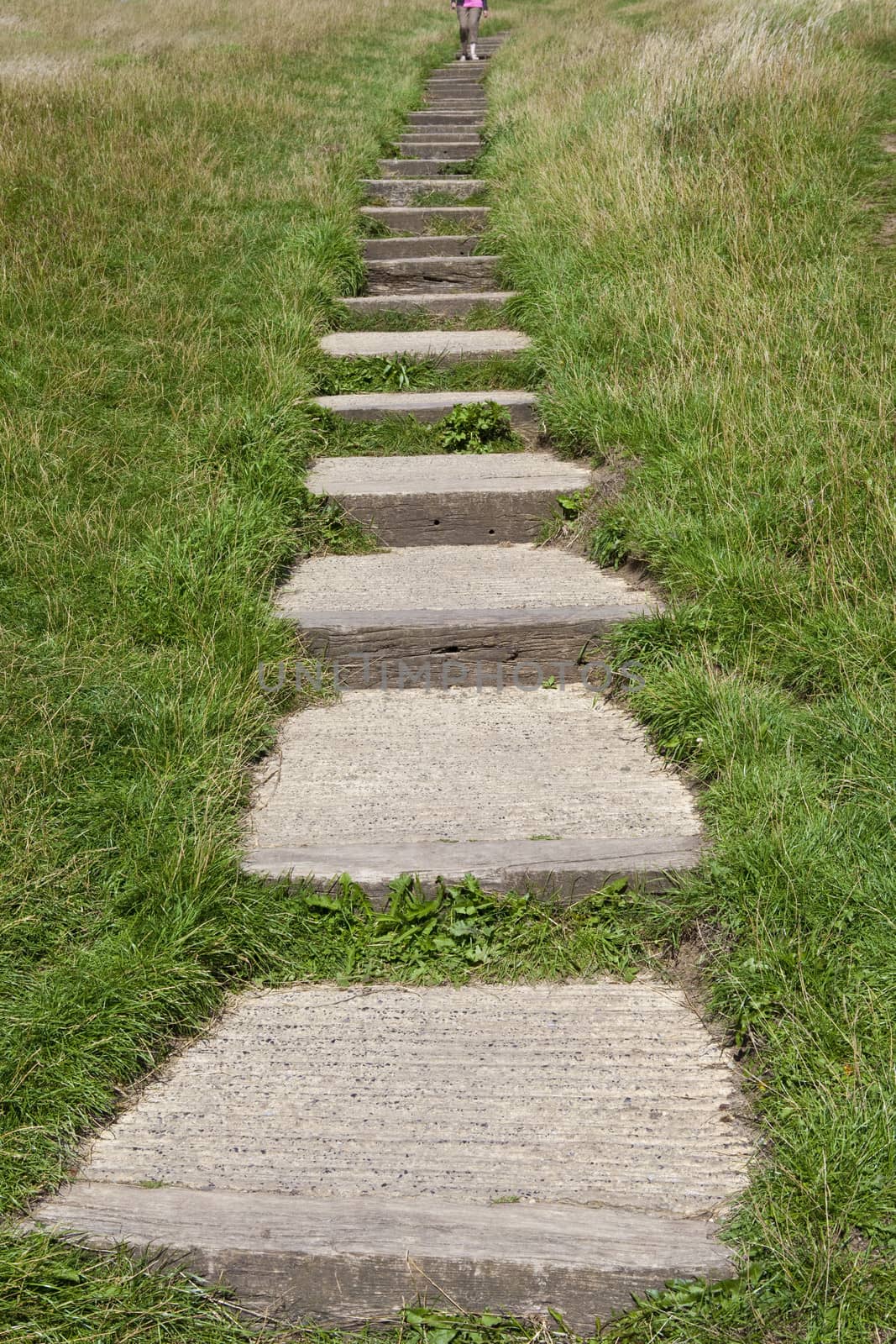 The steps leading up to the Glastonbury Tor in Somerset, England.