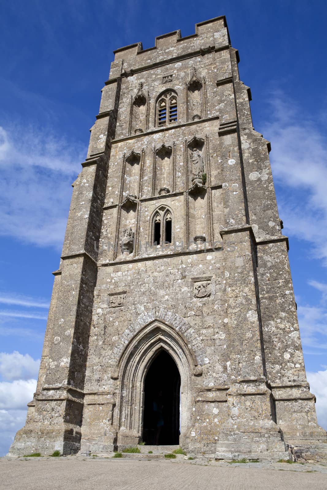 St. Michaels Tower on Glastonbury Tor in Somerset, England.