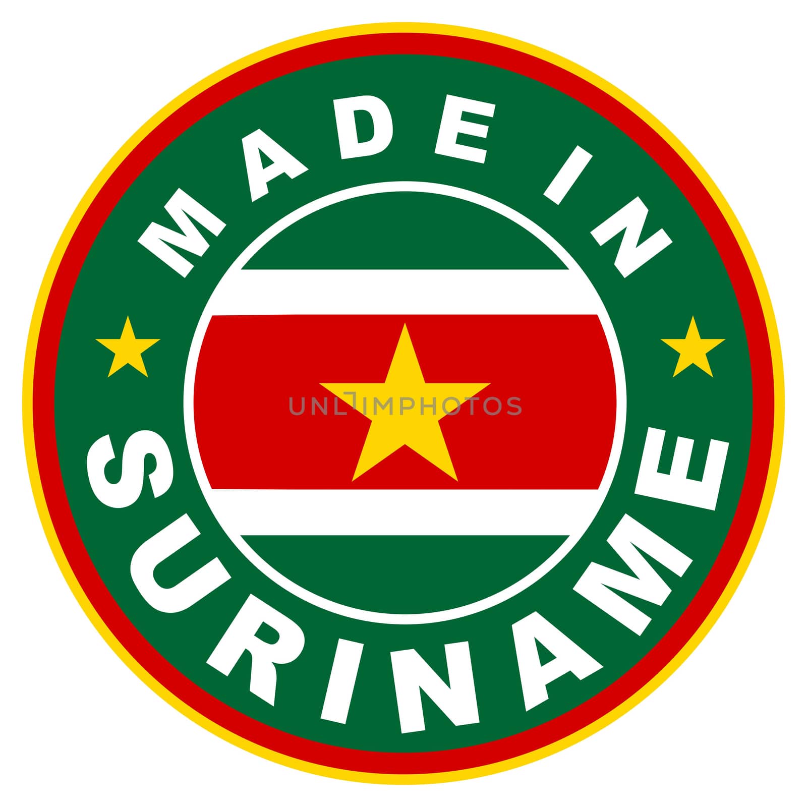 very big size made in suriname label illustratioan