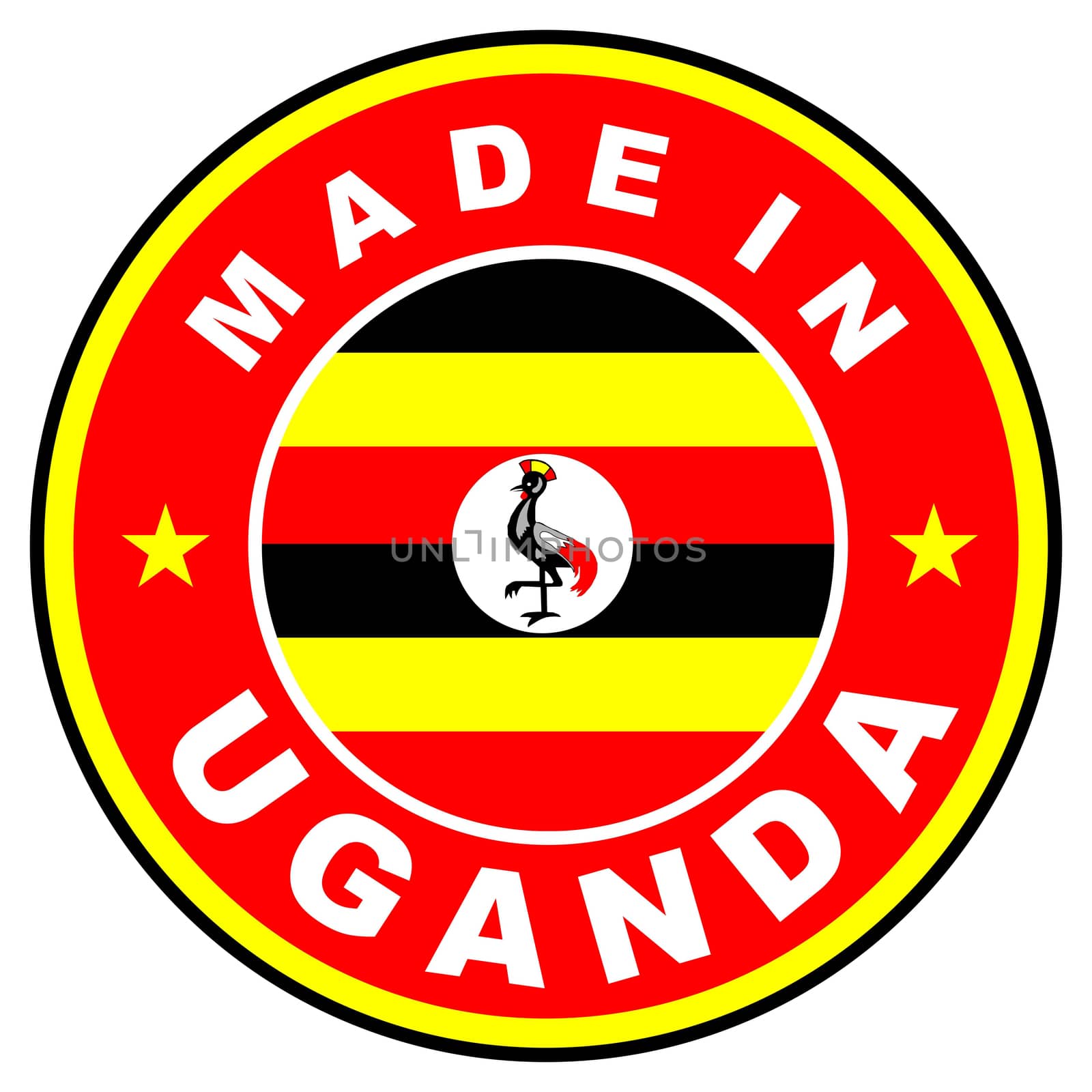 very big size made in uganda label illustratioan