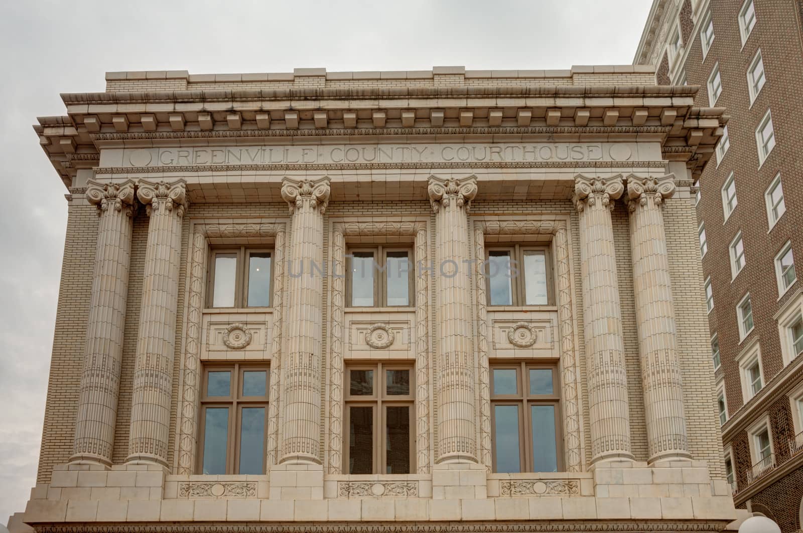 Historic Greenville County Courthouse building in downtown Greenville, South Carolina