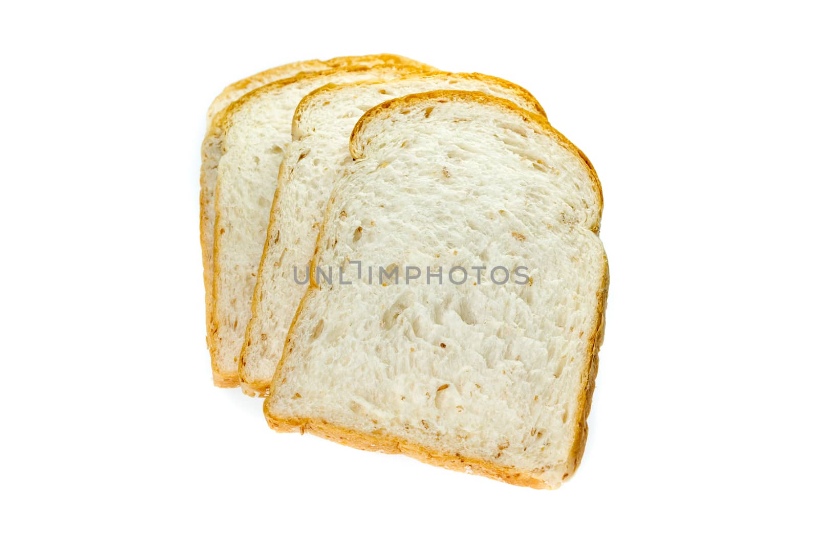 sliced whole wheat bread - isolated on white