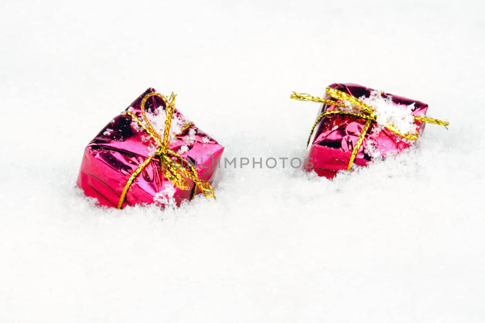 Christmas gifts in the snow