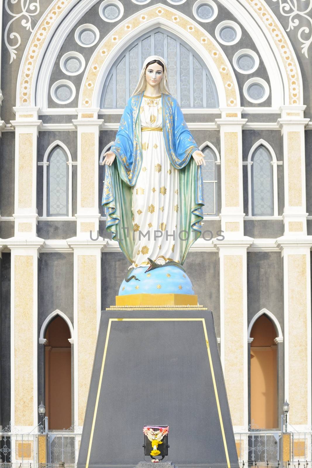 Virgin Mary Statue in Roman Catholic Church, Thailand. by ngungfoto