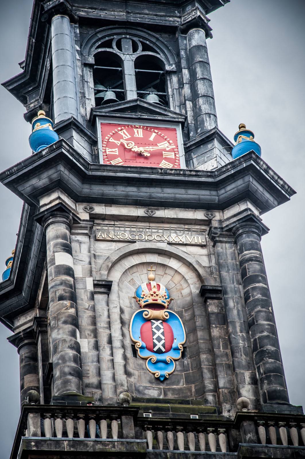 Church with tower in Amsterdam, Netherlands