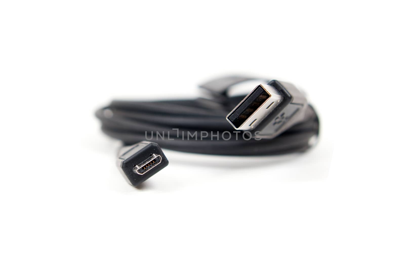 usb to micro-usb cable isolated on white background