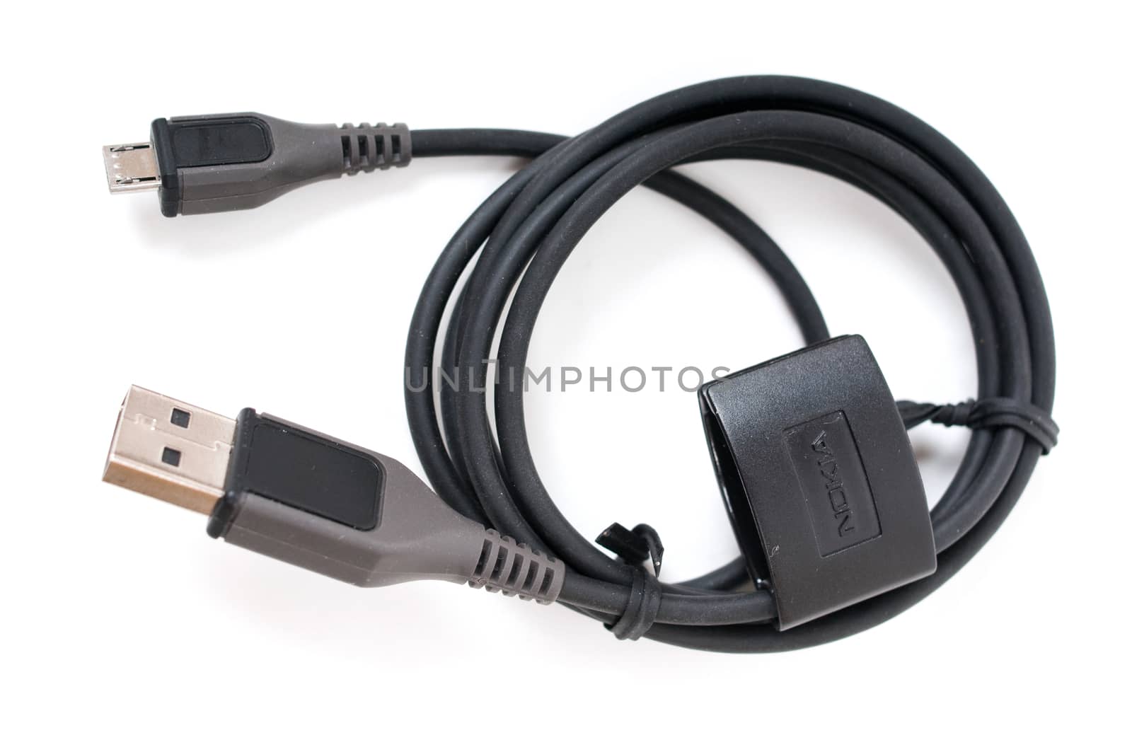 usb to micro-usb cable isolated on white background