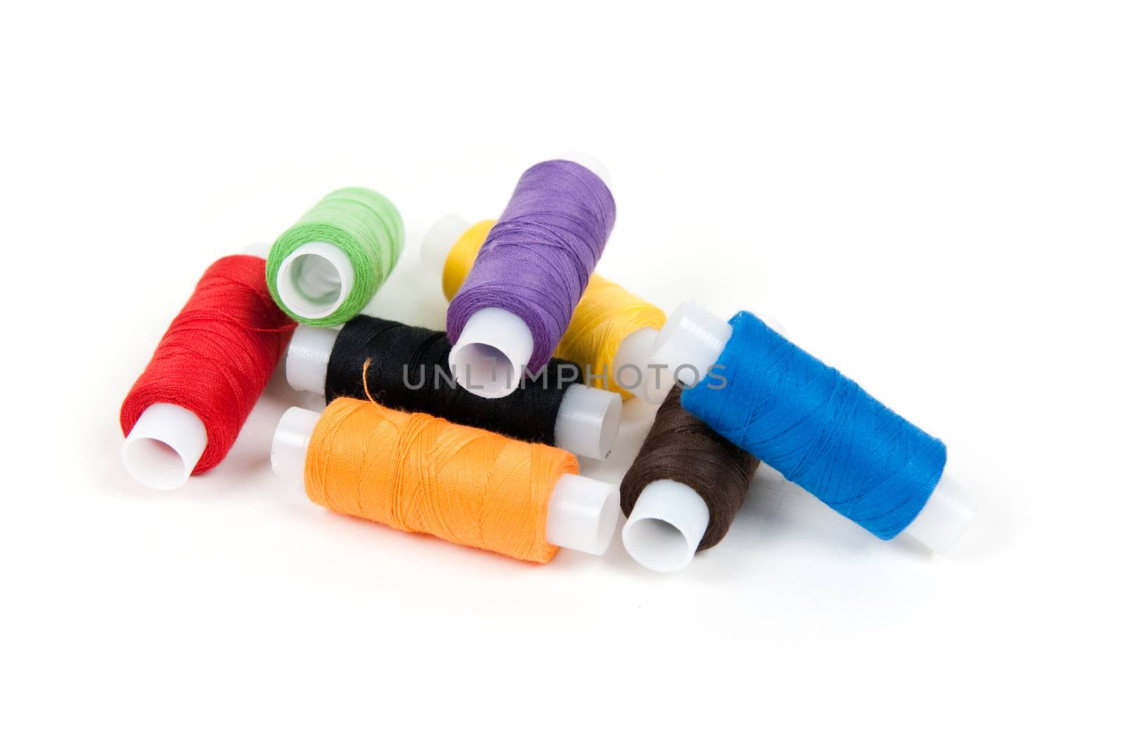 Set of sewing threads on white backgrounds