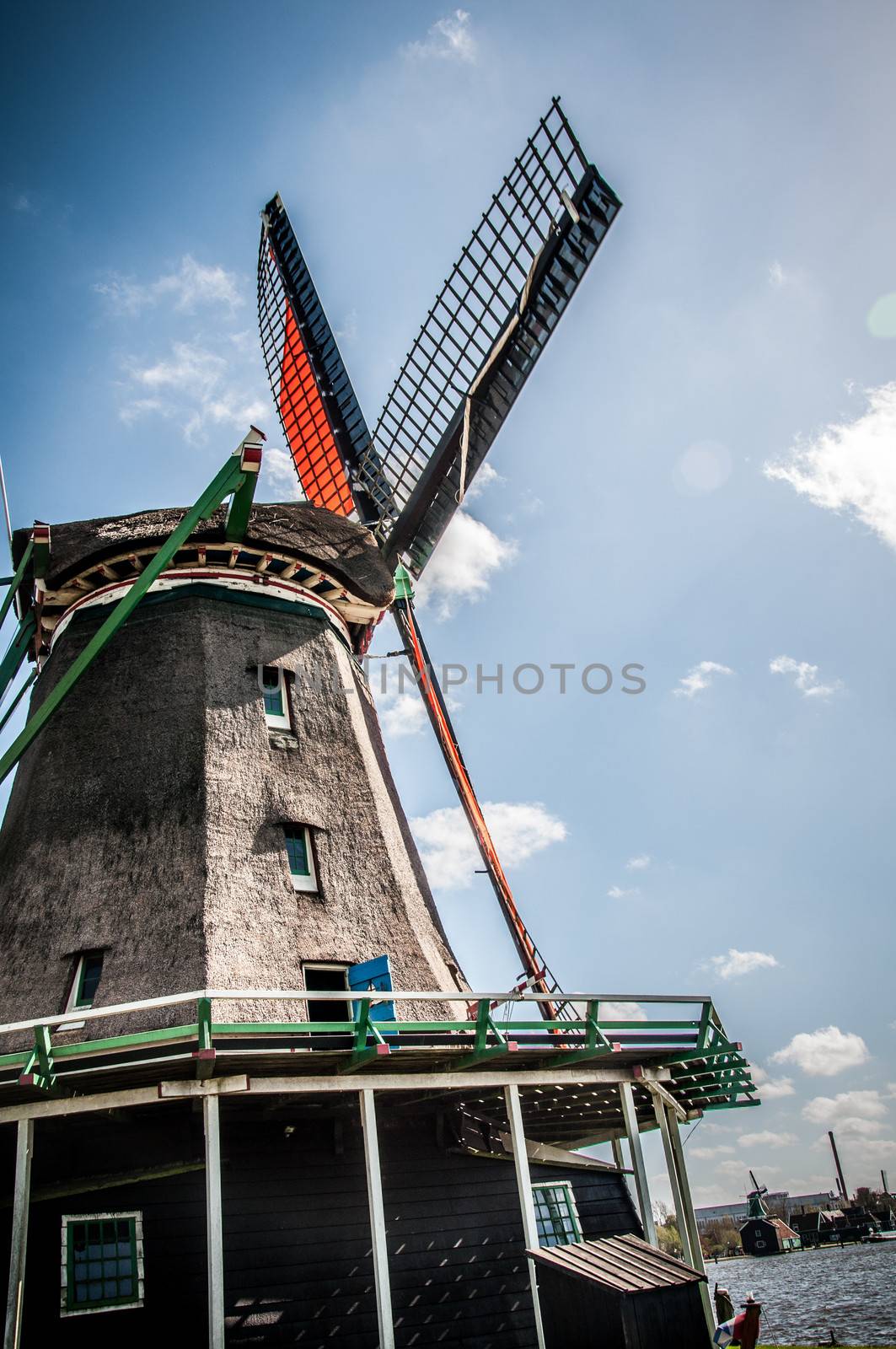 Dutch Windmill in Zaanse Schans in the Netherlands