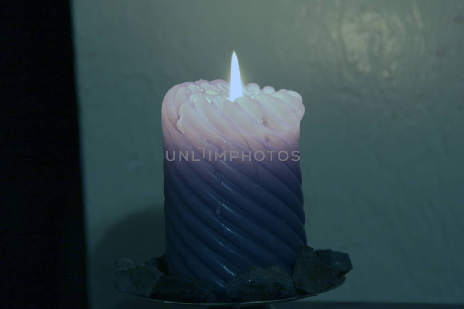 Blue candle burning