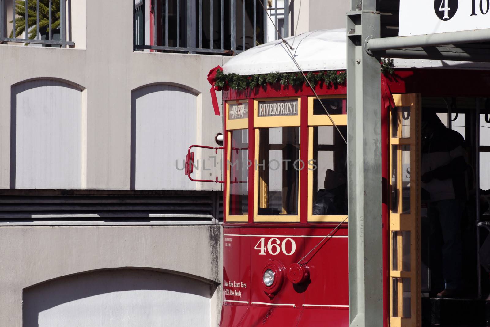 Red streetcar in New Orleans, Louisiana