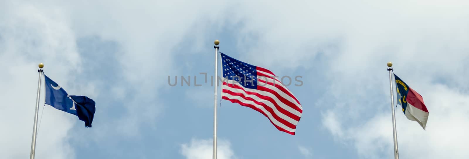 south carolina, north carolina and united states of america flag