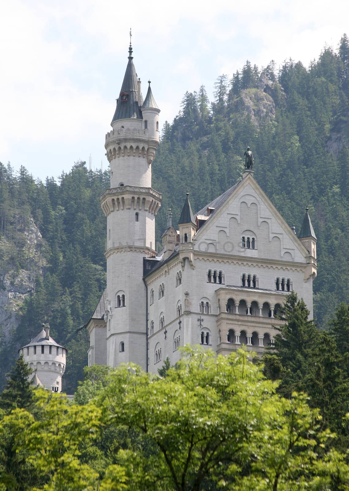 Castle Neuschwanensteinnear Füssen, Bavaria, Germany, July 1, 2013. Important tourist site in the south of Germany close to the Alps mountains.