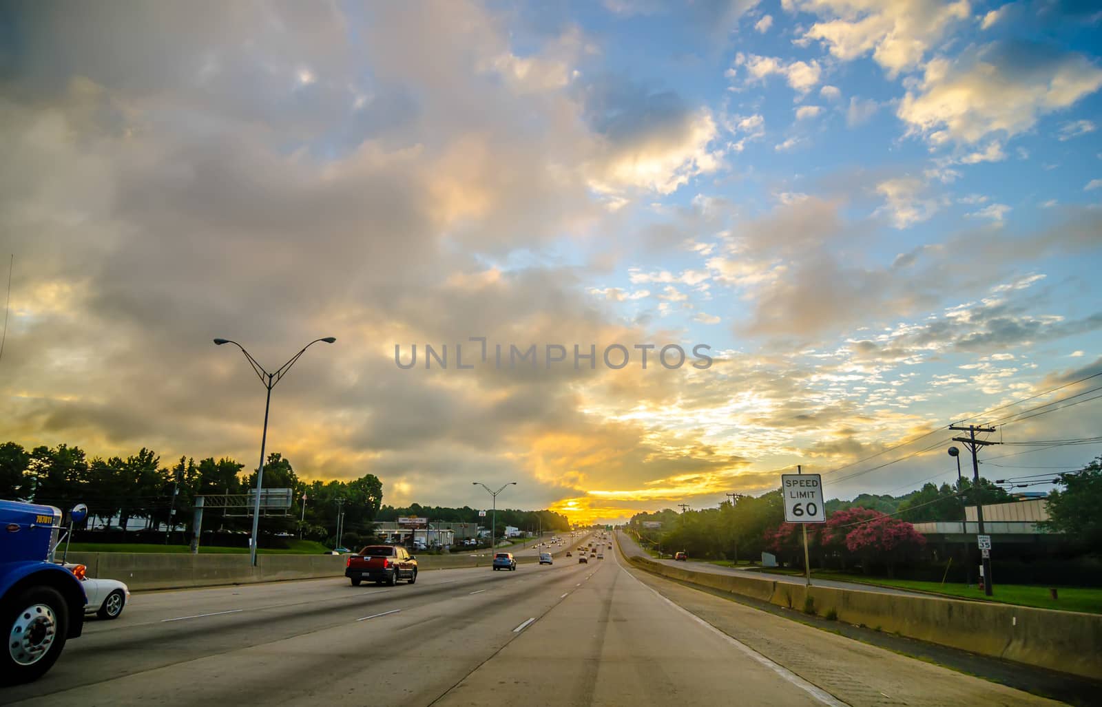 beautiful sunrise over road by digidreamgrafix