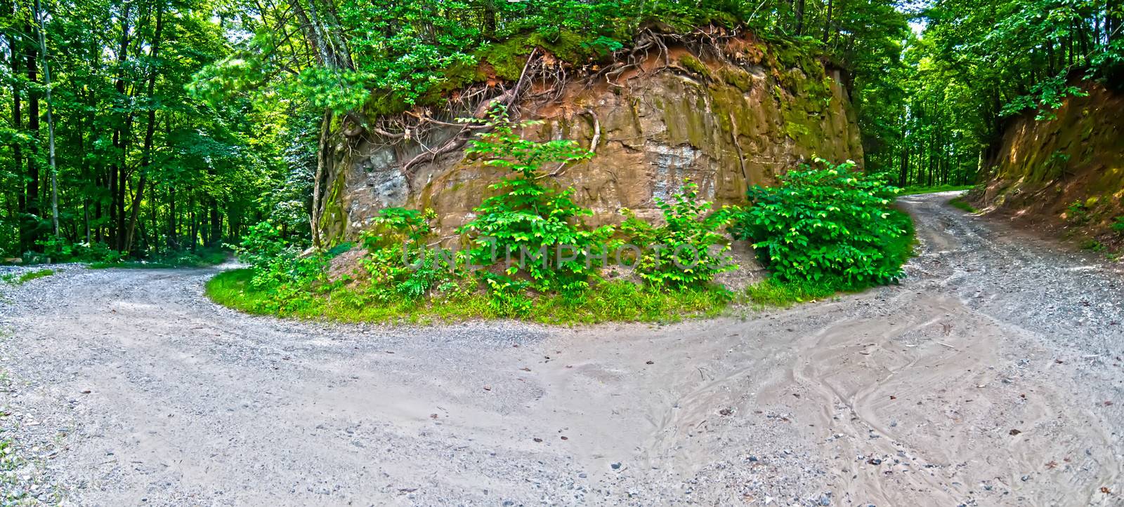 sharp road curve in high mountains