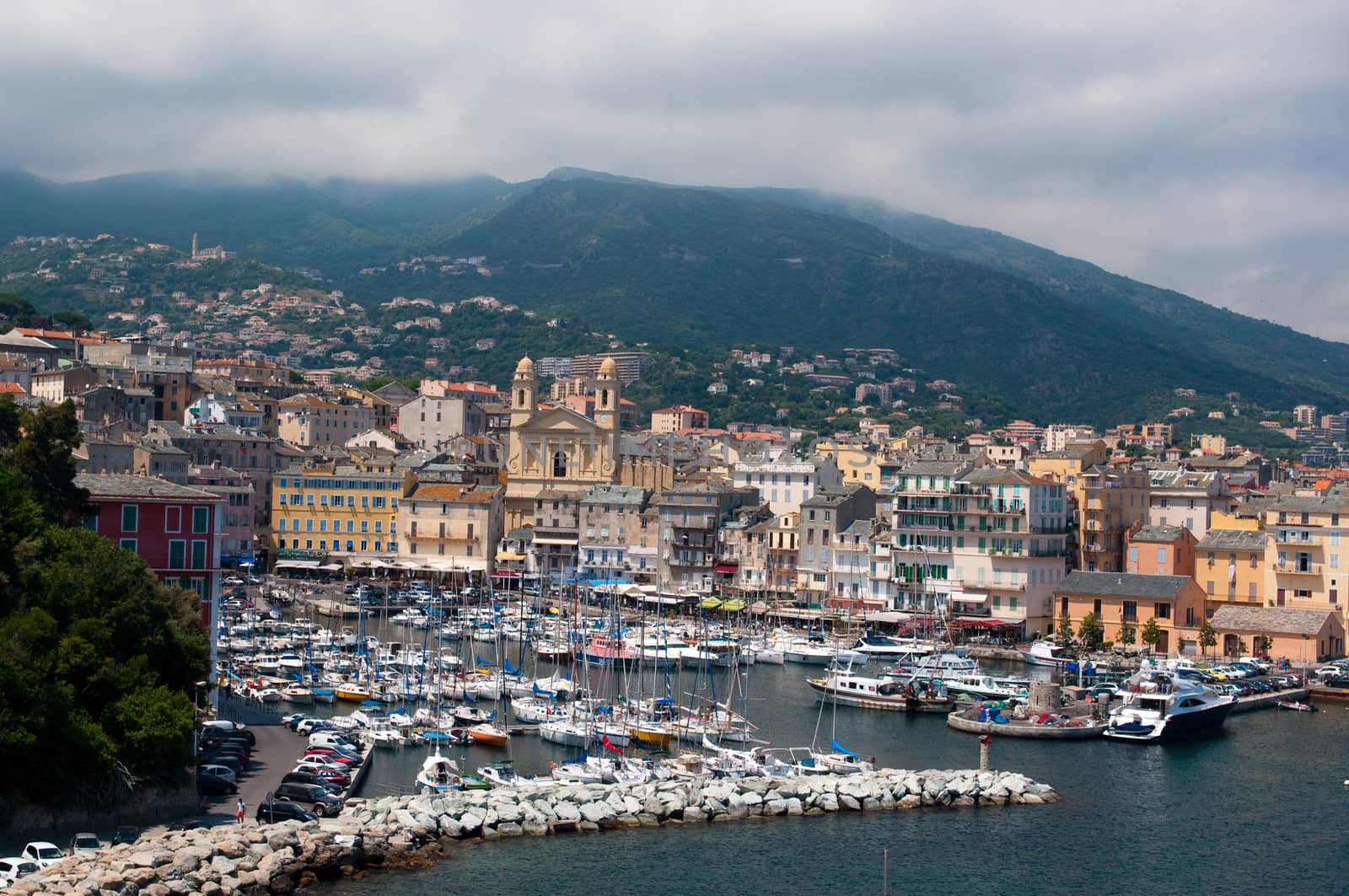 Old port and church of St John the Baptist in Bastia. Corsica, France. by lexan