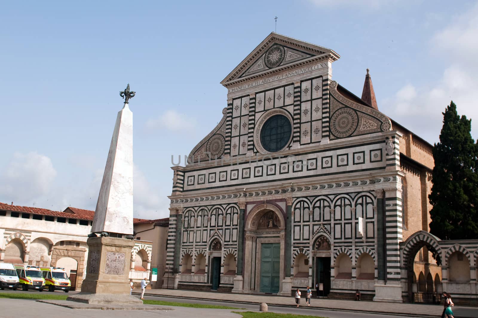 The facade of Santa Maria Novella, completed by Leon Battista Alberti in 1470 in Florence, Tuscany, Italy. by lexan