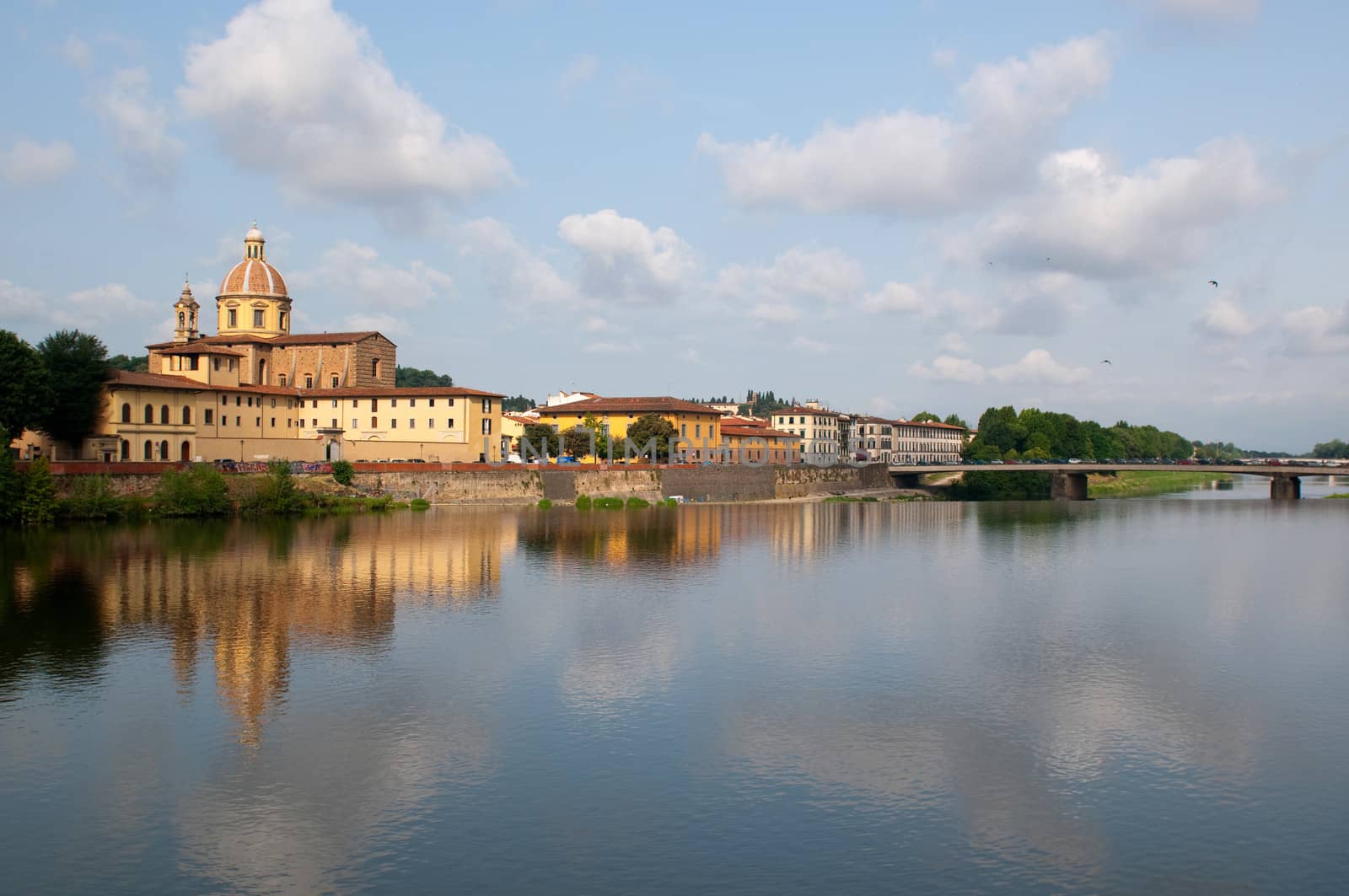 River Arno and church San Frediano in Cestello in Florence, Tuscany, Italy. by lexan