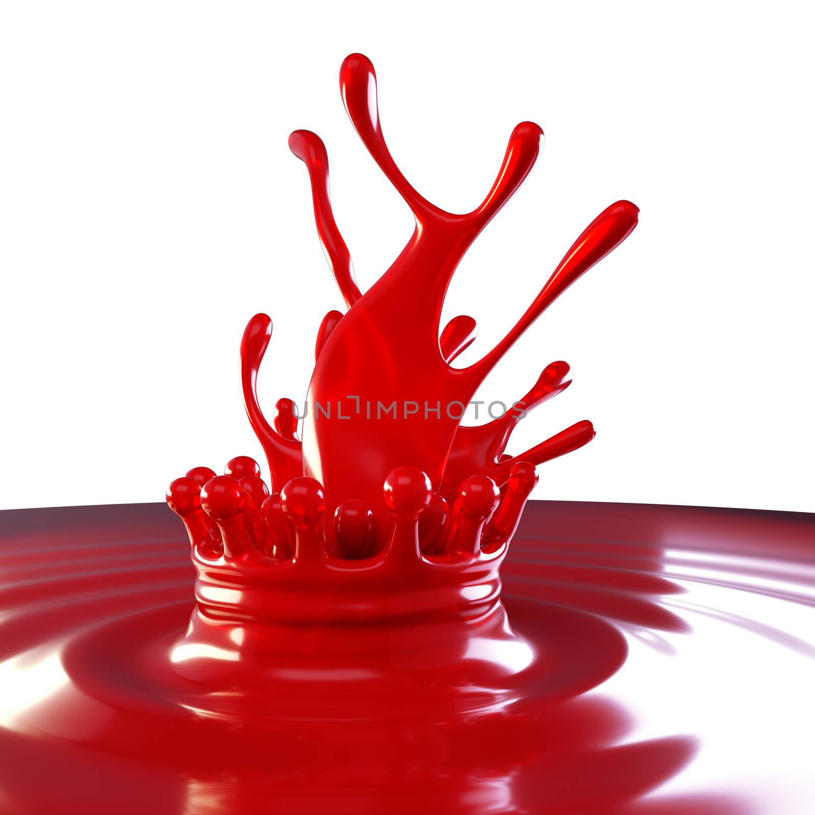 Splashes of red colorful liquid with droplets by Arsgera