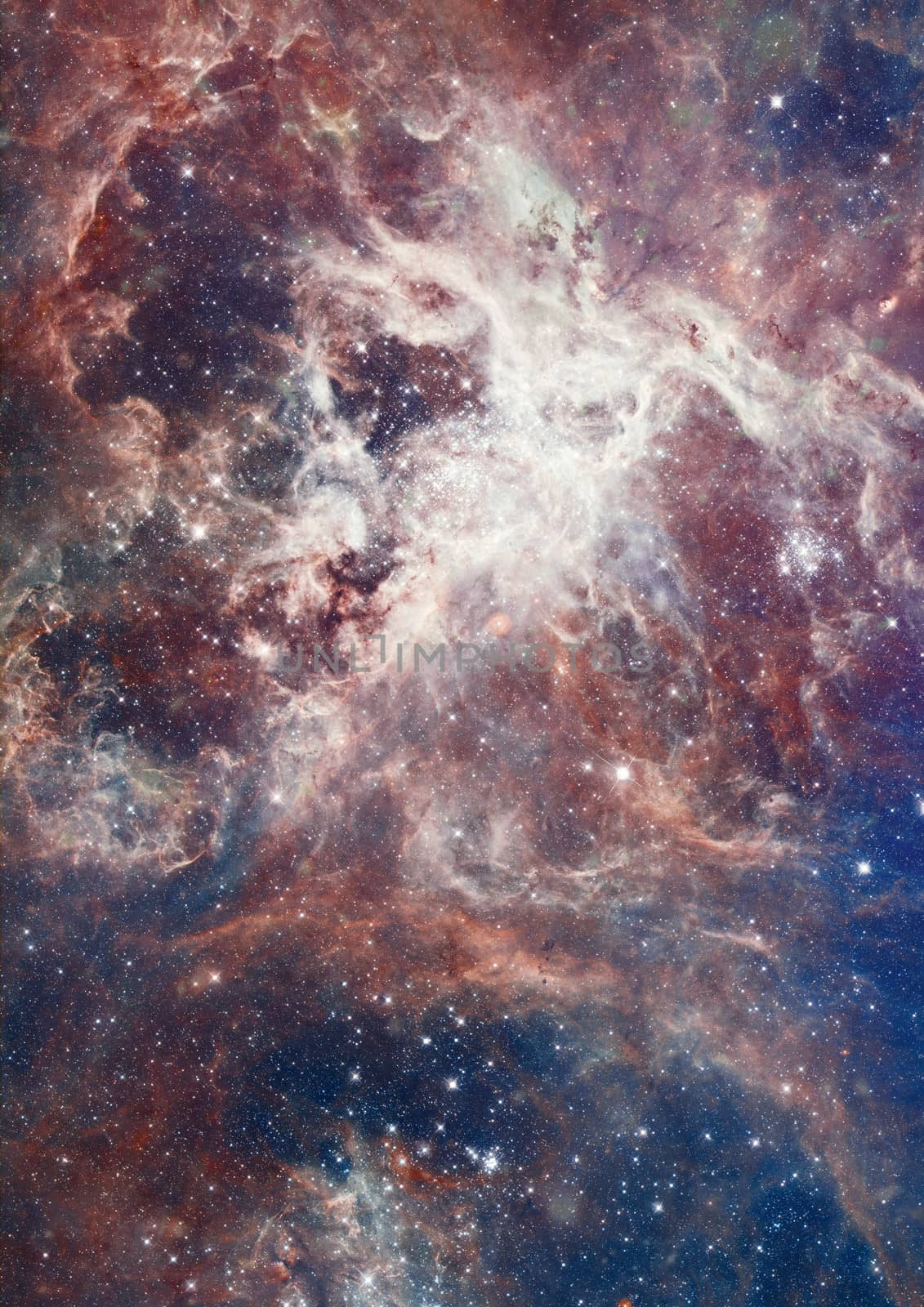 Far being shone nebula and star field against space.