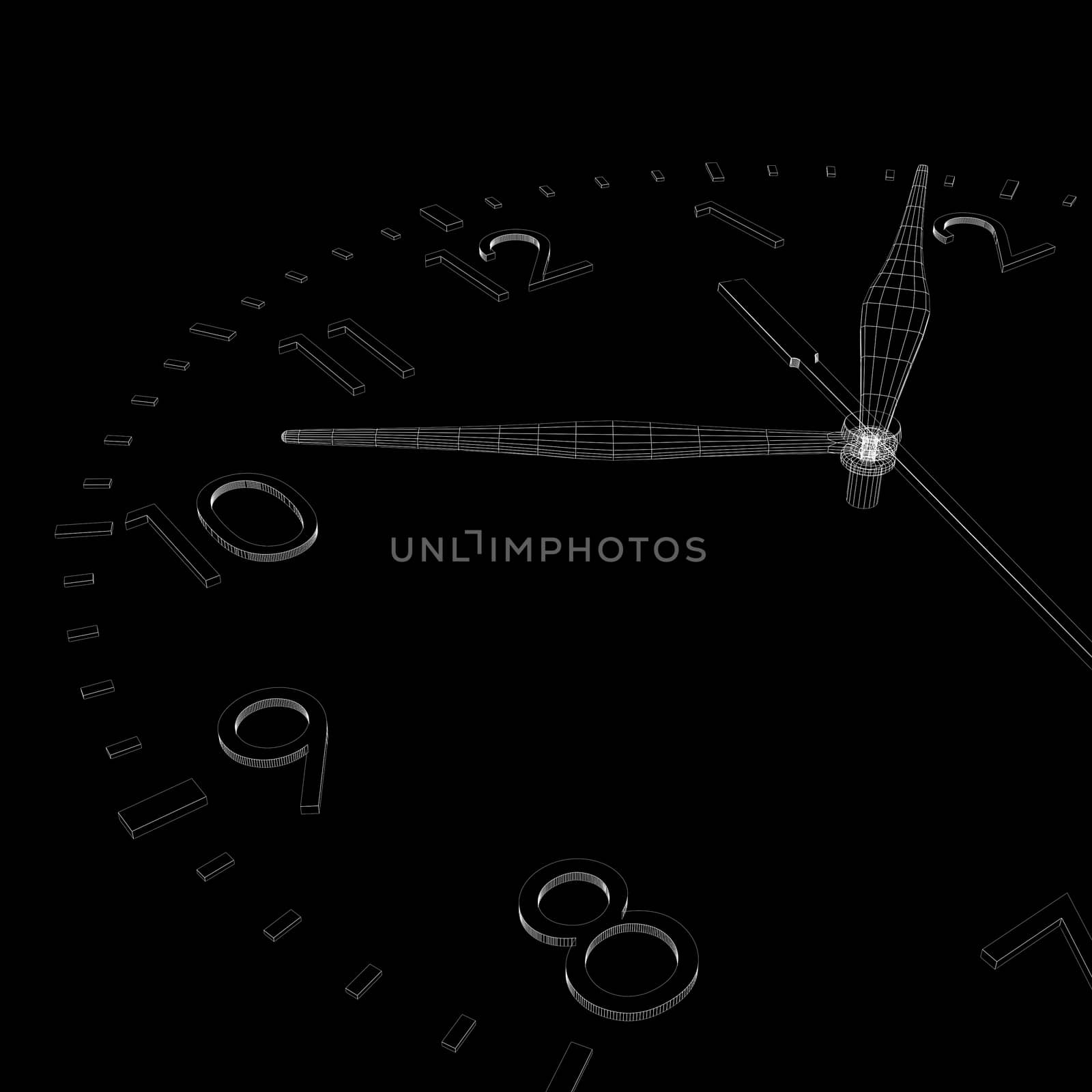 Clock face. Wire-frame render by cherezoff