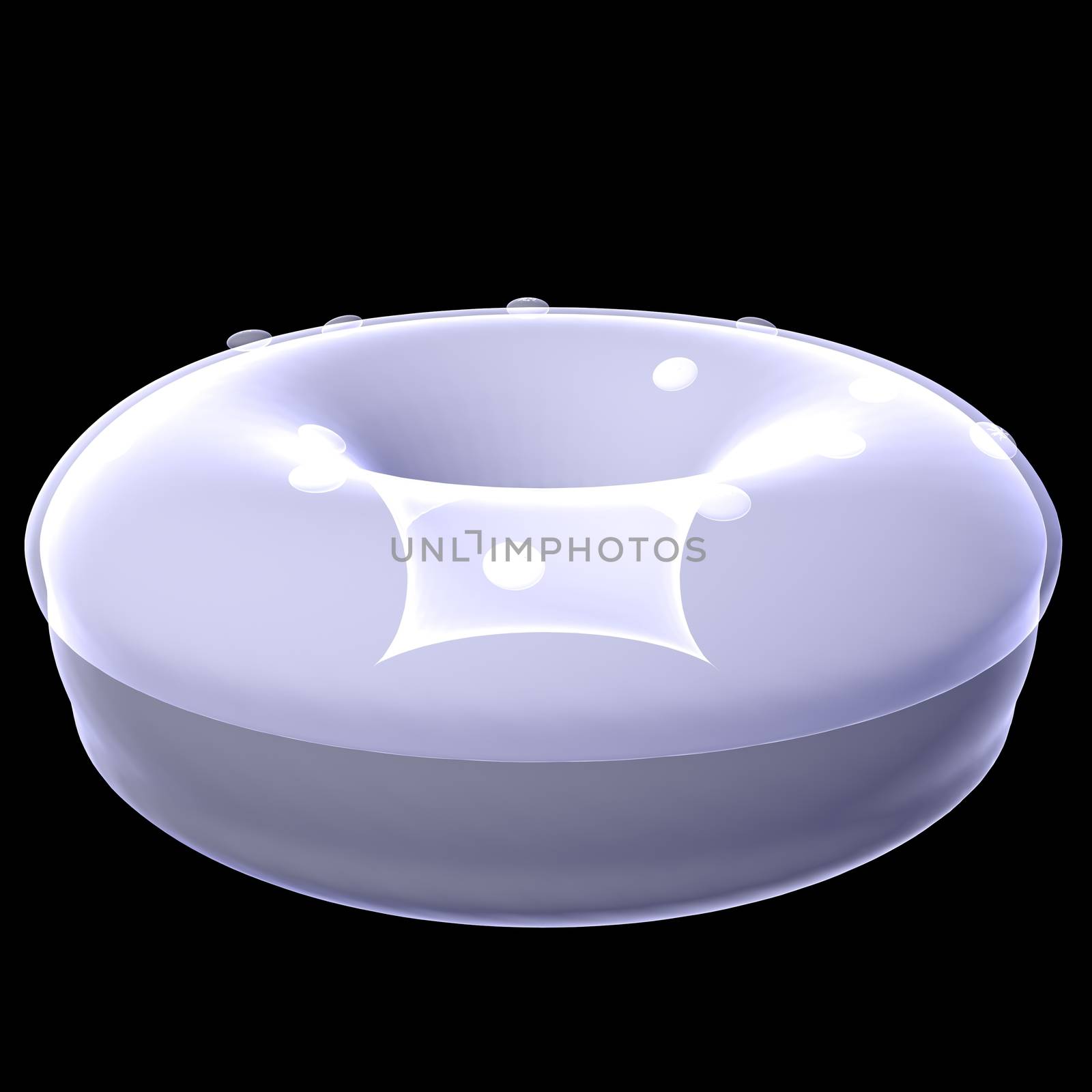 Donut. X-Ray render isolated render on black background